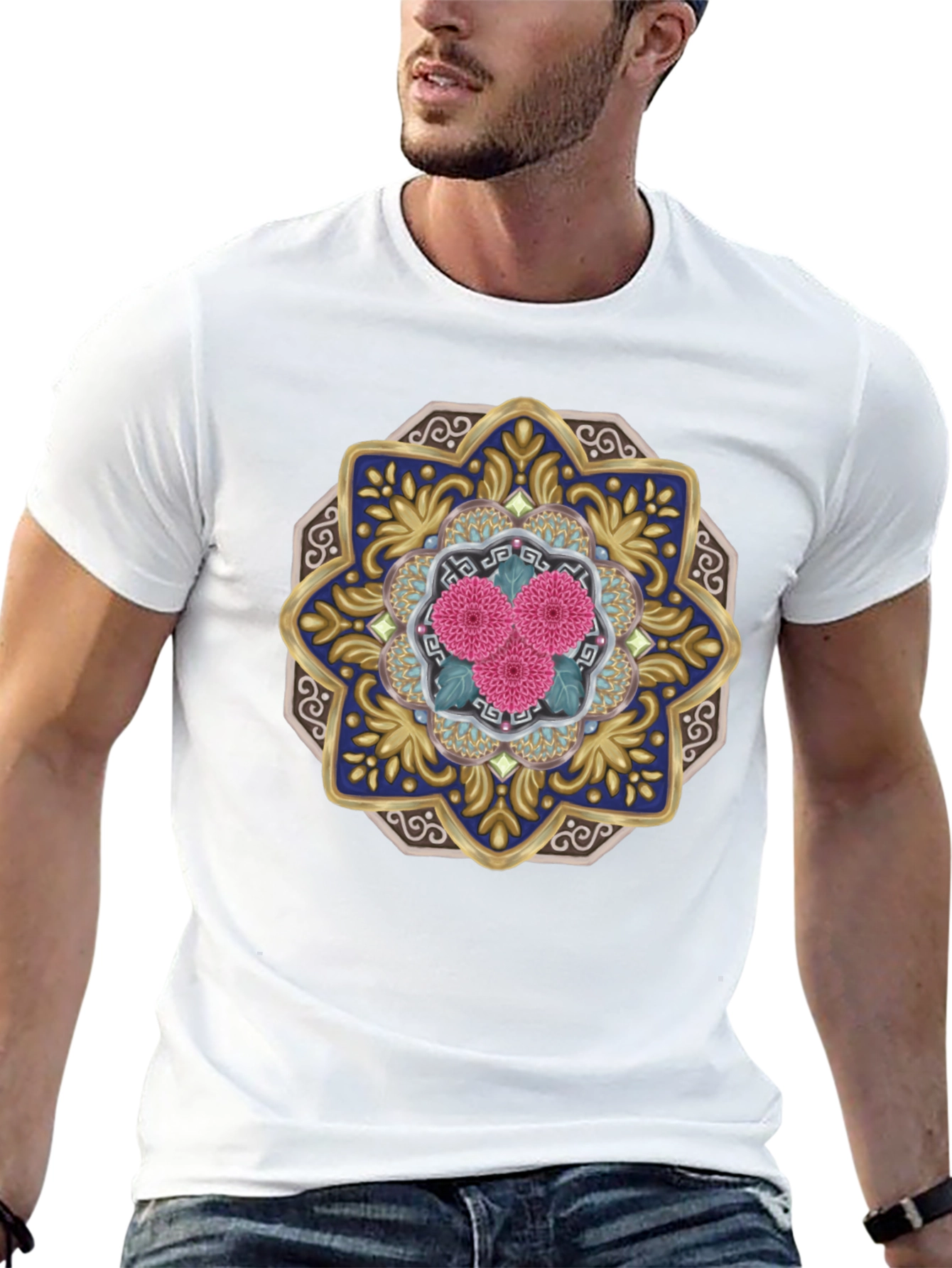 Floral Mandala Graphic Tee - Unique Art Shirt