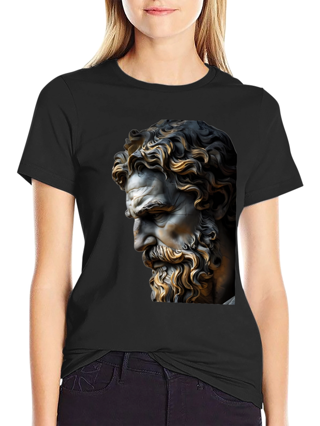 Classical Statue Graphic Black T-Shirt