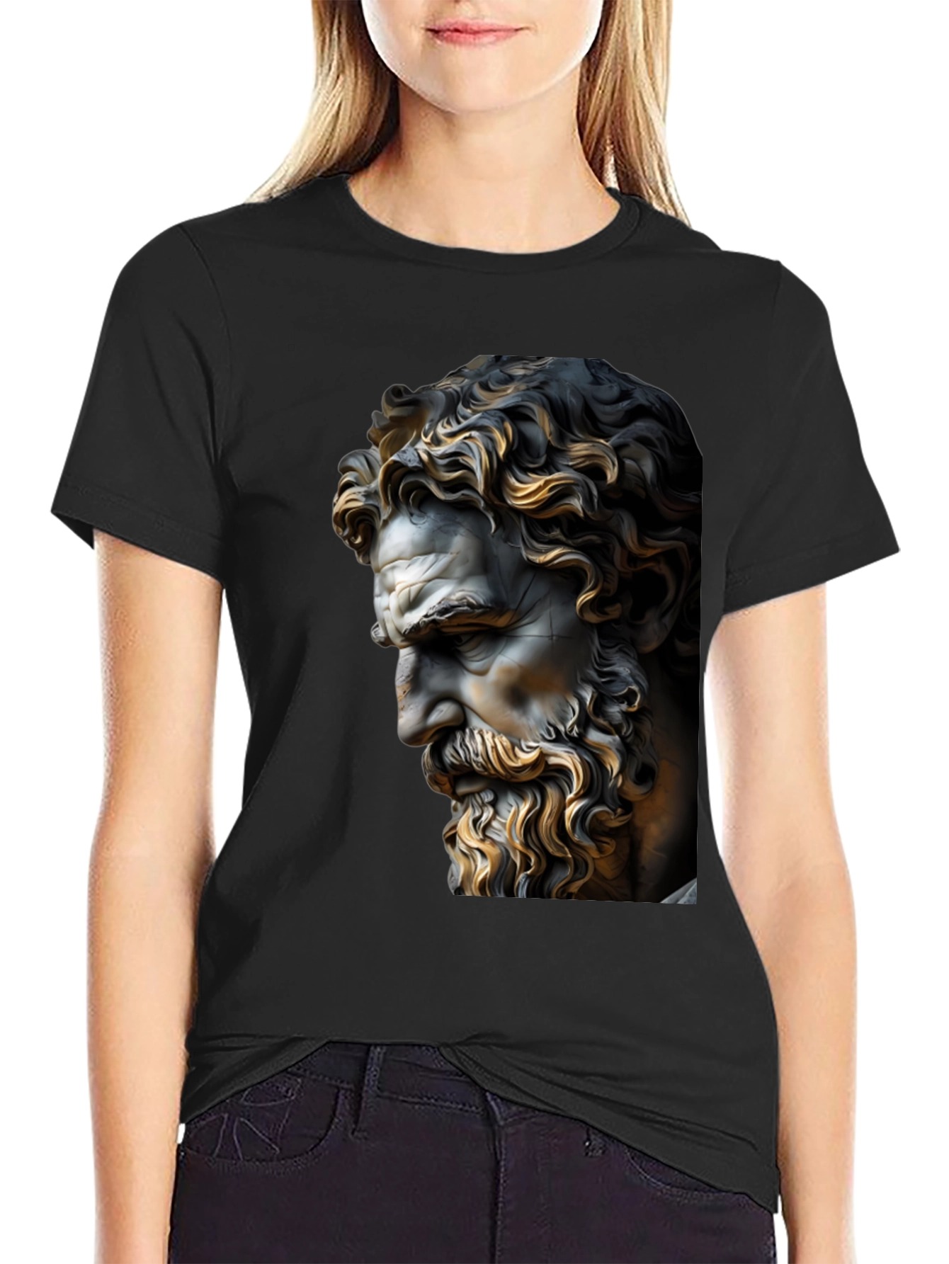 Classical Statue Graphic Black T-Shirt