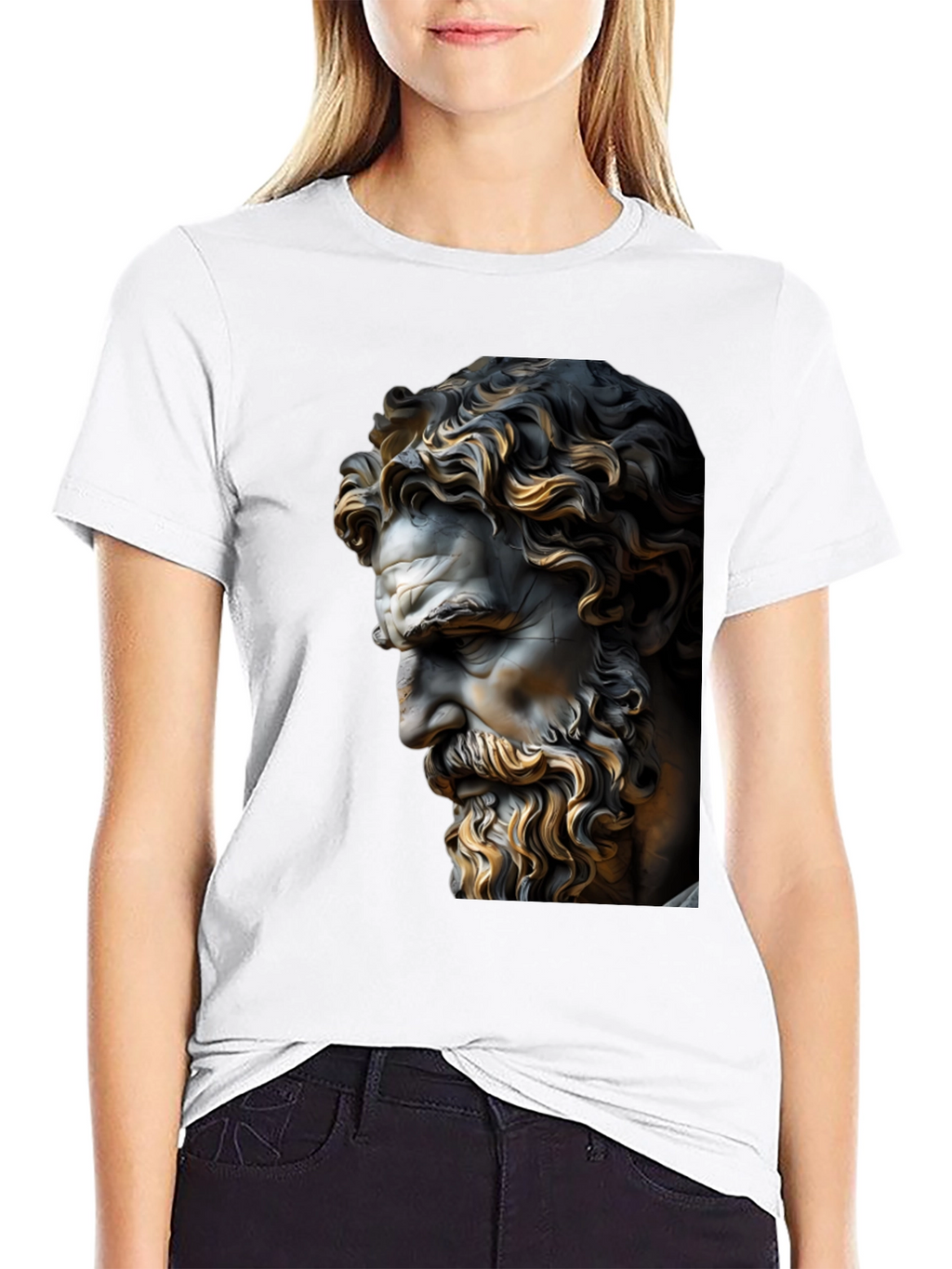 Classical Statue Graphic Black T-Shirt