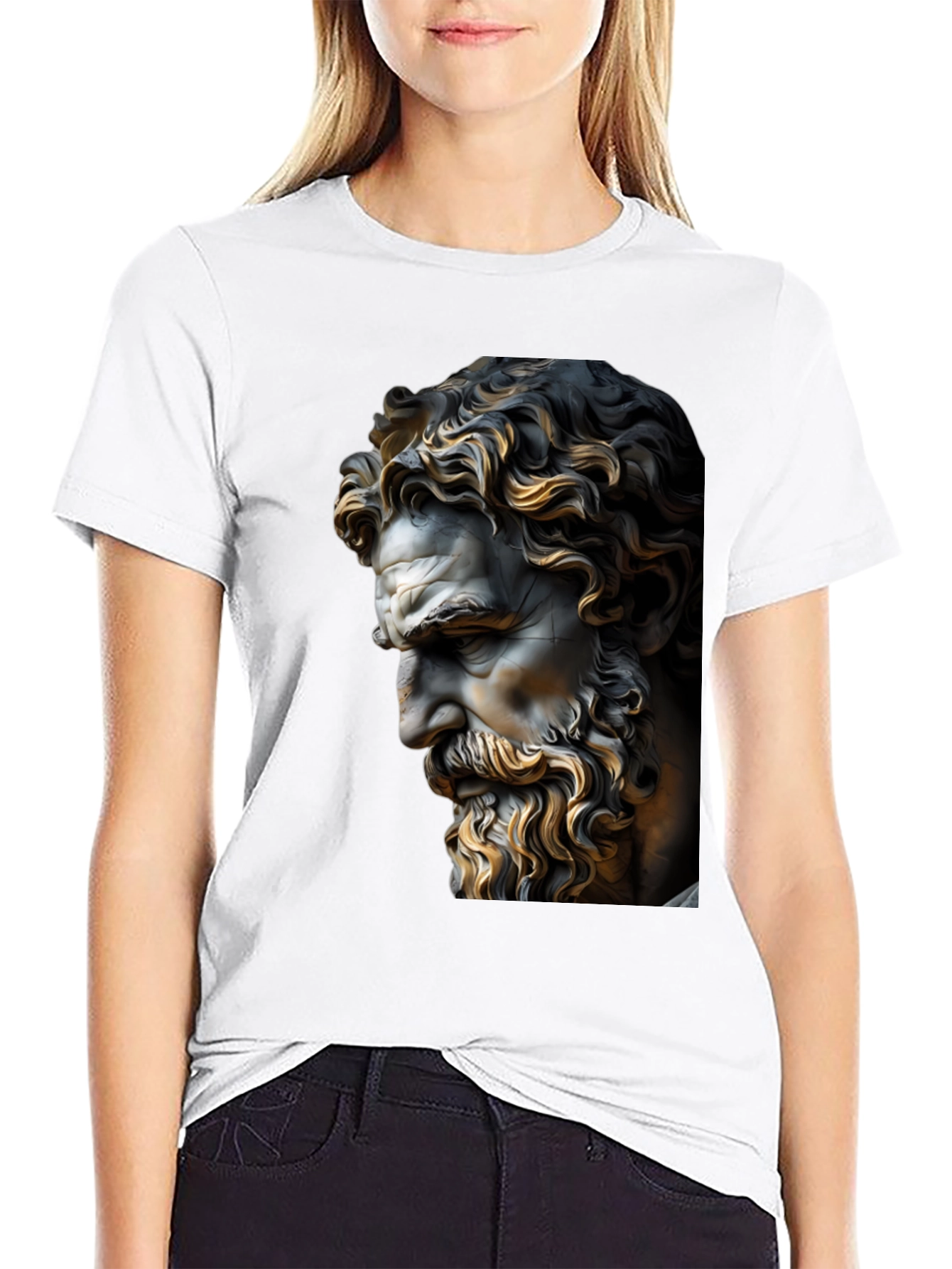Classical Statue Graphic Black T-Shirt