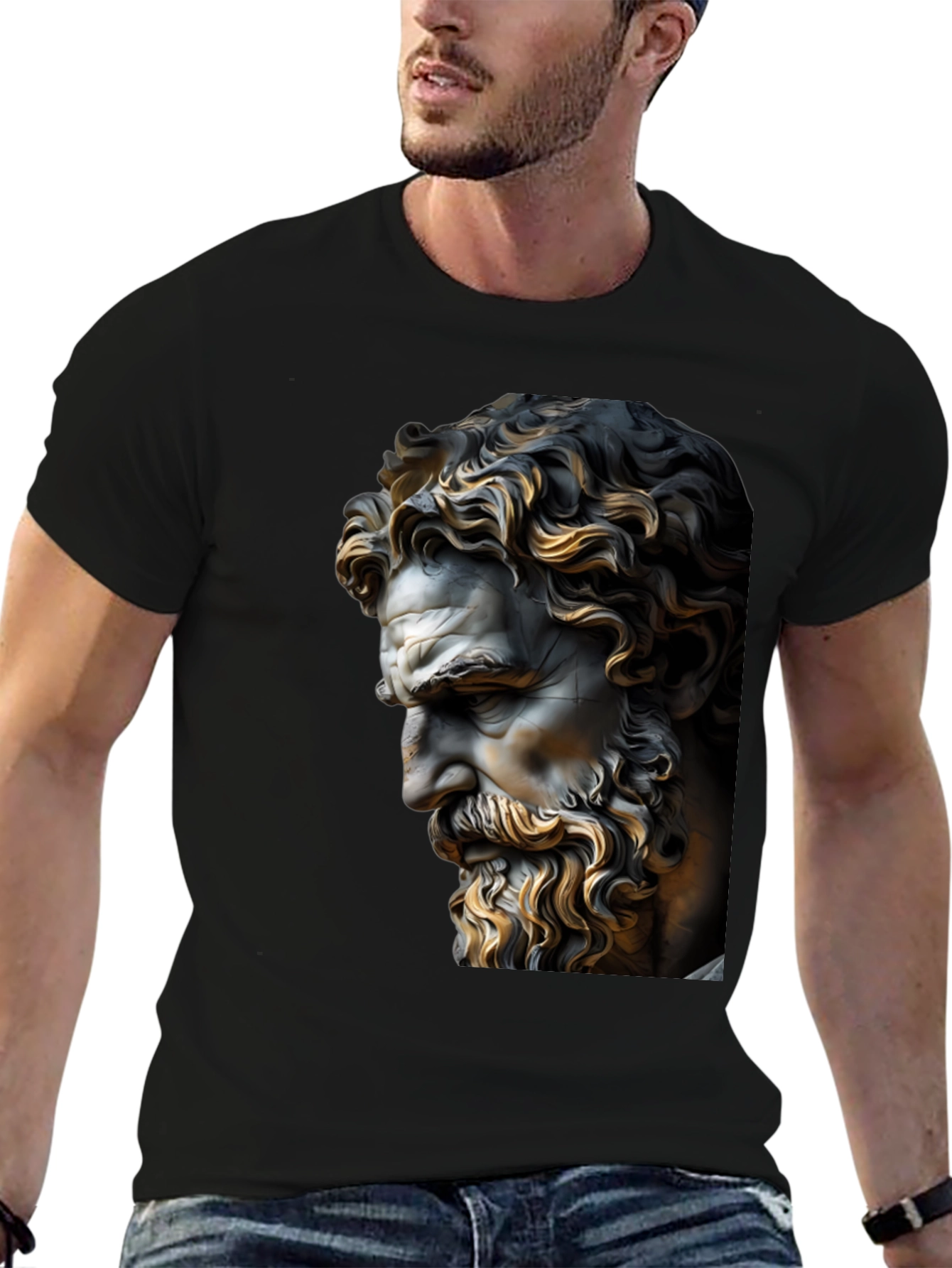 Classical Statue Graphic Black T-Shirt