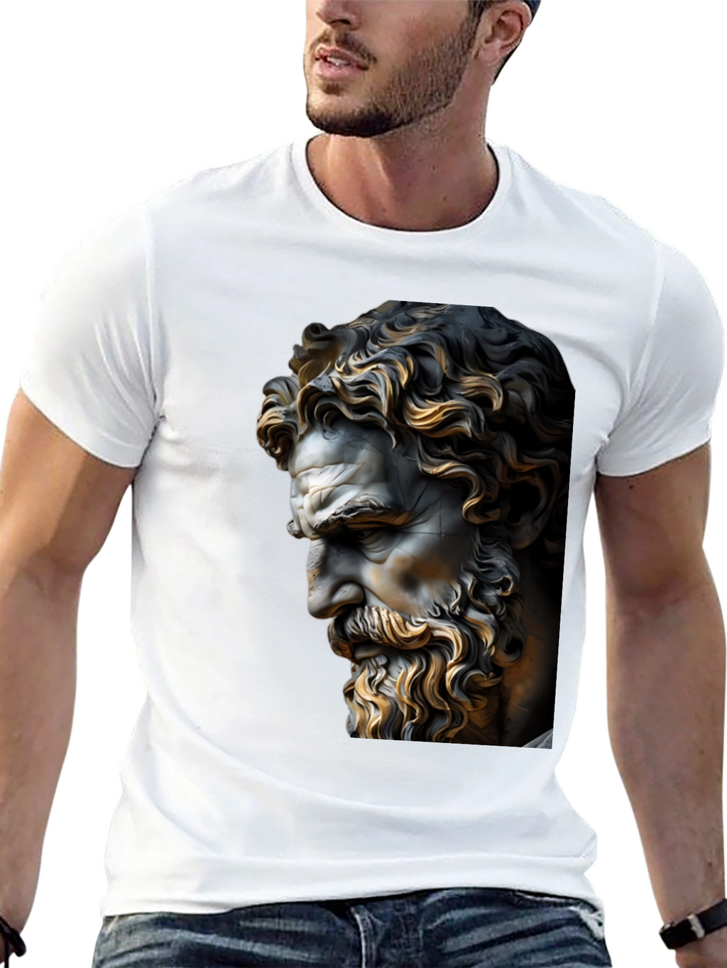 Classical Statue Graphic Black T-Shirt