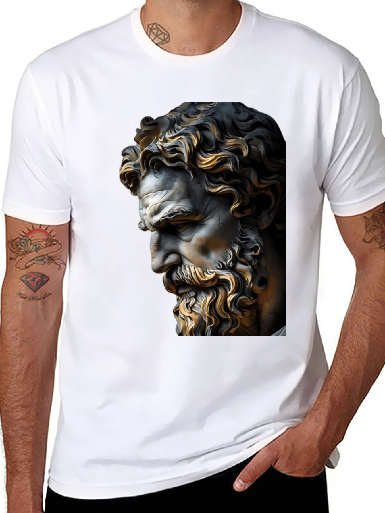 Classical Statue Graphic Black T-Shirt
