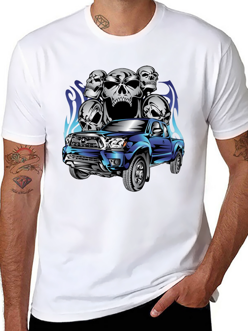Truck & Skulls Graphic Tee - Black