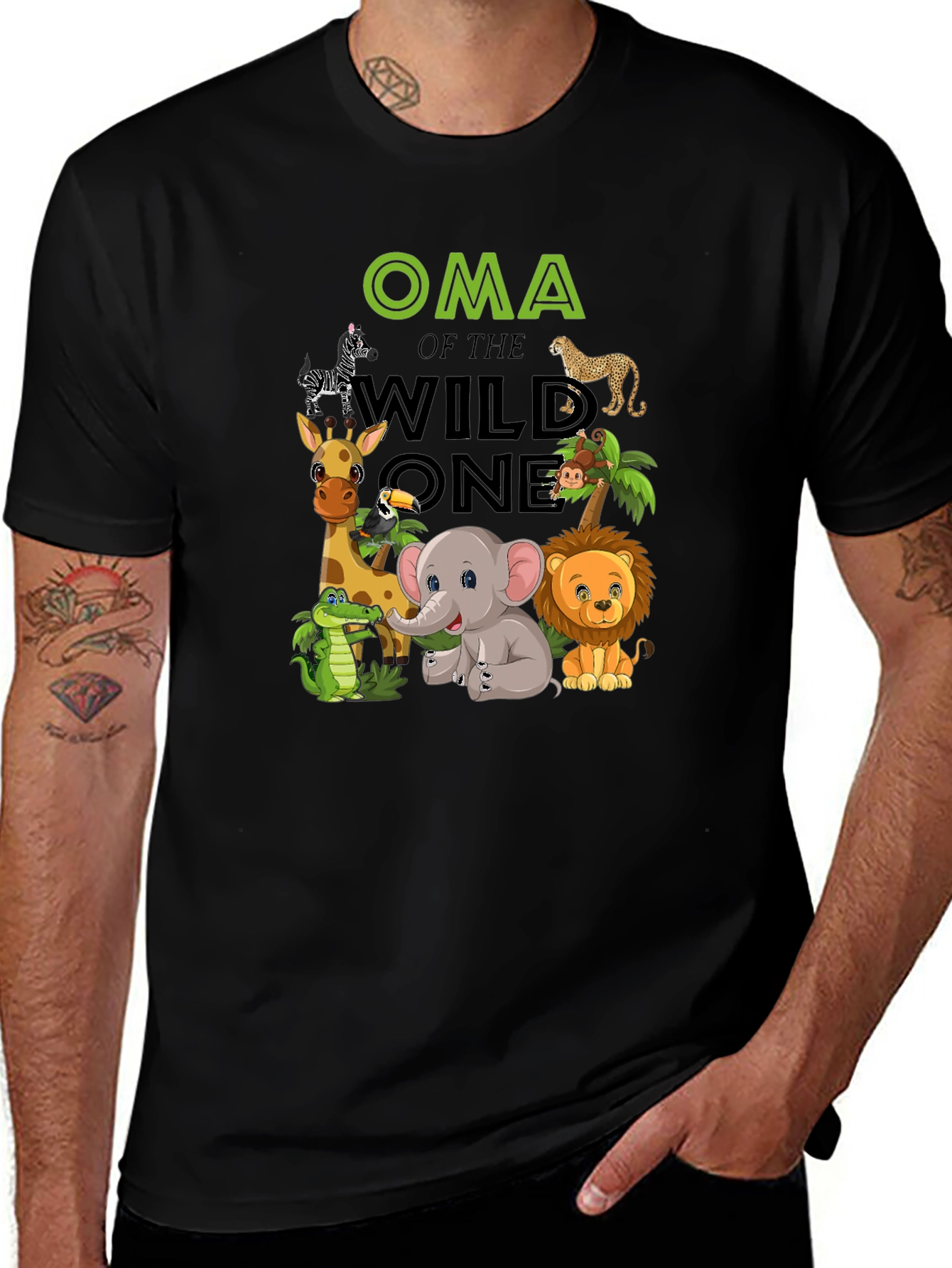 Oma of the Wild One Black T-Shirt
