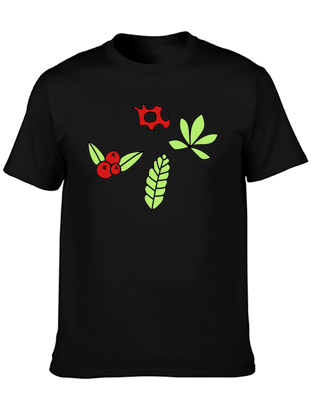 Nature Print Black T-Shirt