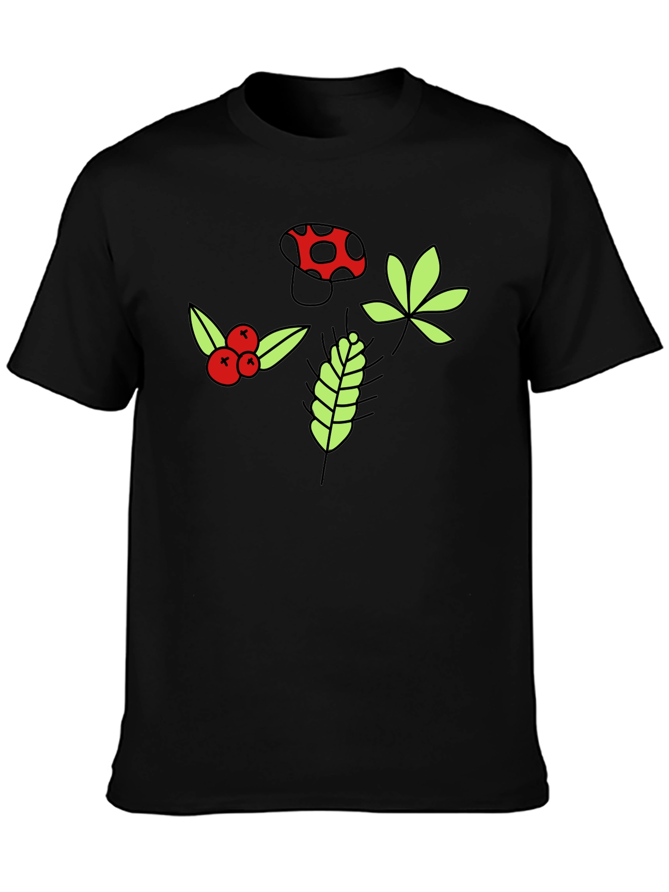 Nature Print Black T-Shirt