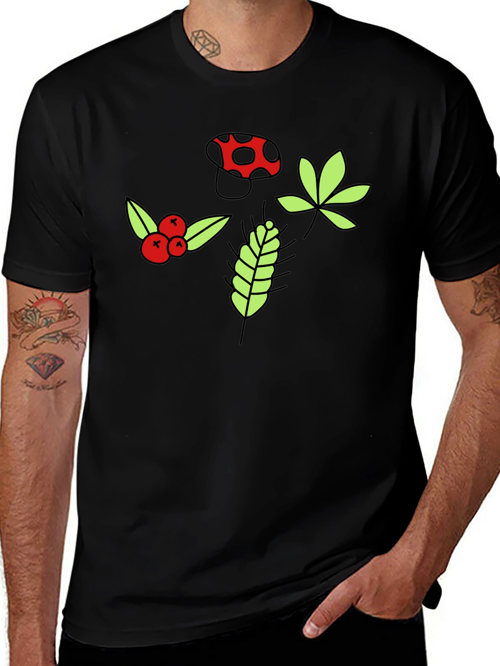 Nature Print Black T-Shirt