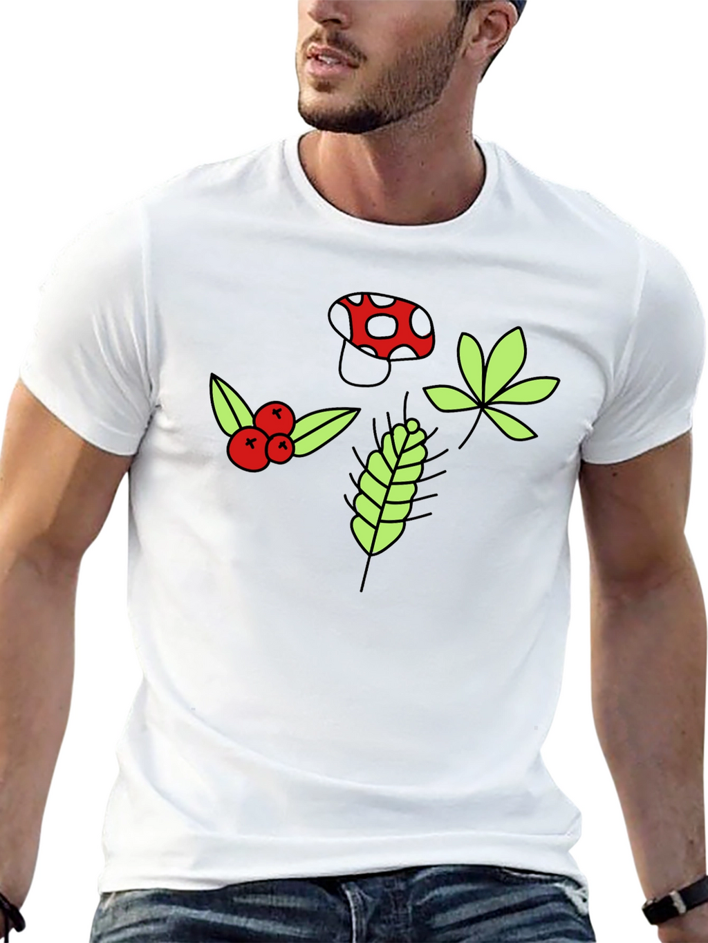 Nature Print Black T-Shirt