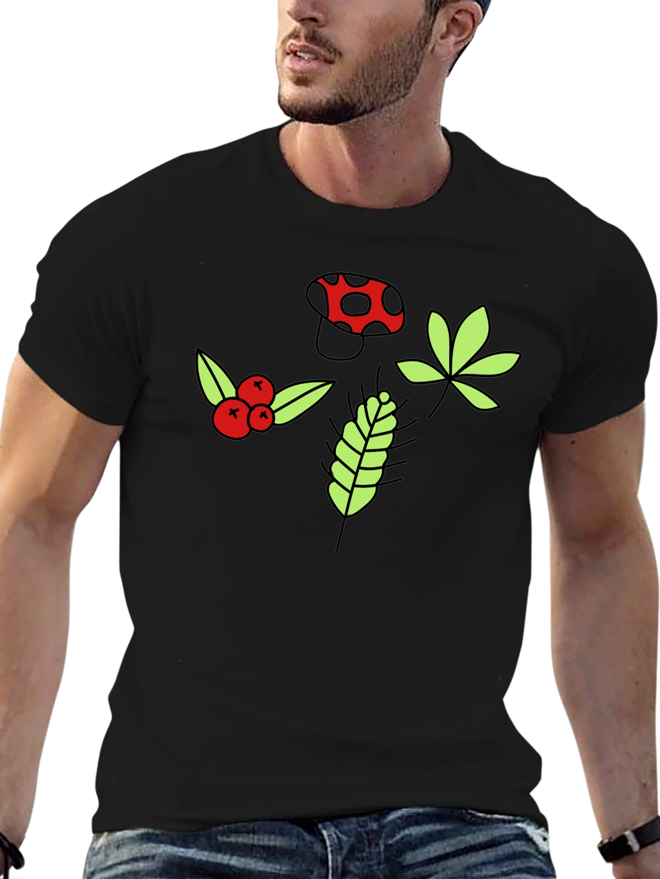 Nature Print Black T-Shirt