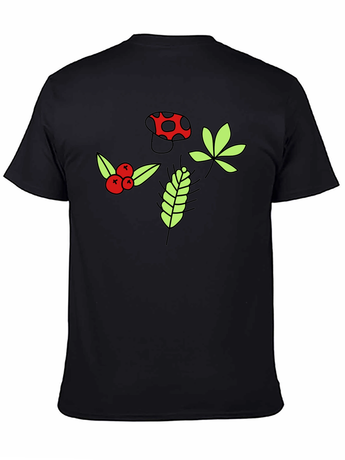 Nature Print Black T-Shirt
