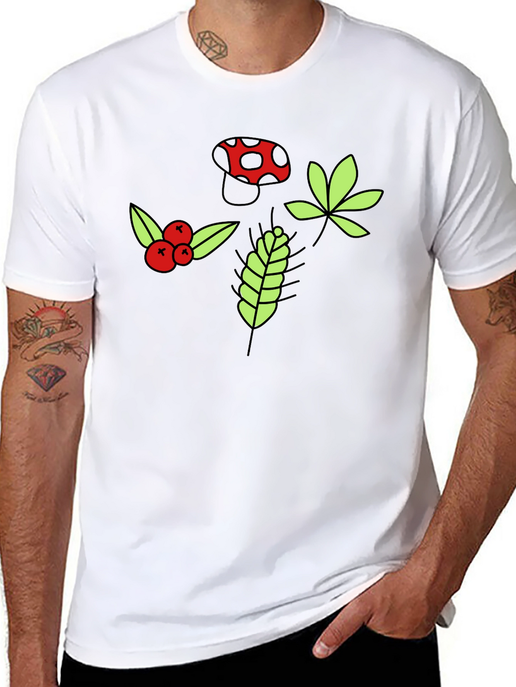 Nature Print Black T-Shirt