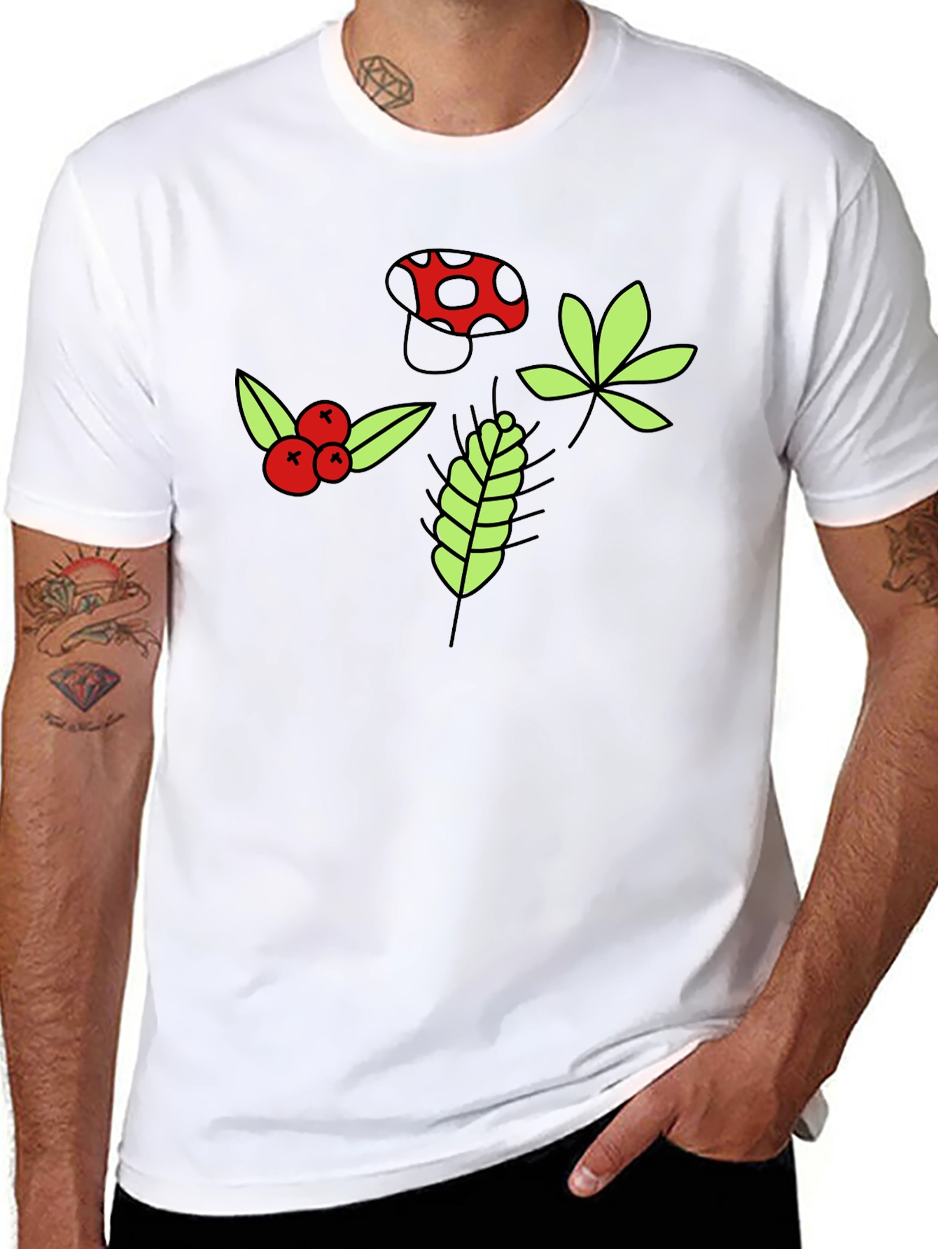 Nature Print Black T-Shirt