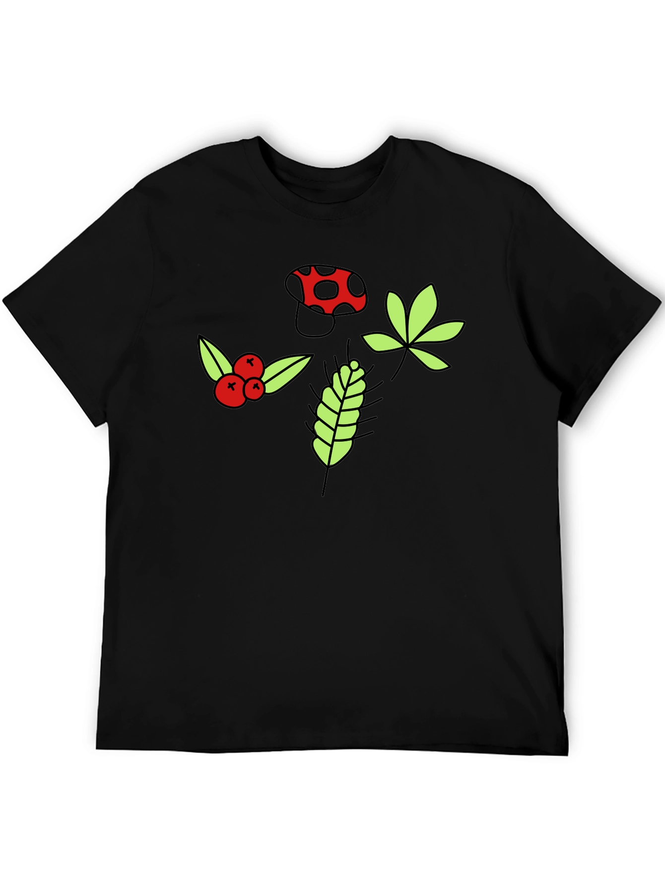 Nature Print Black T-Shirt