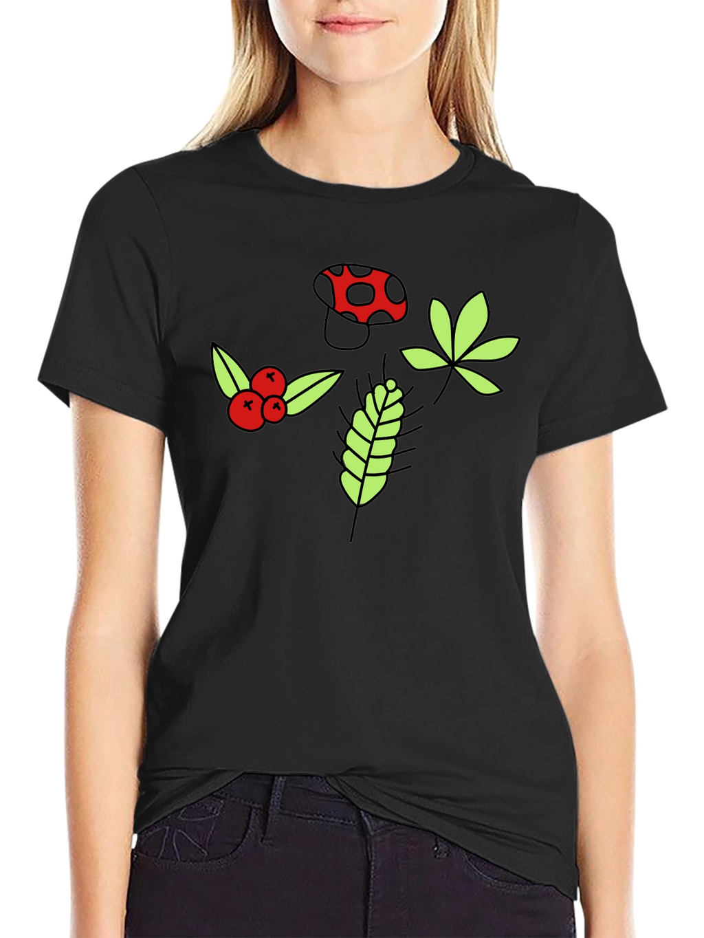 Nature Print Black T-Shirt