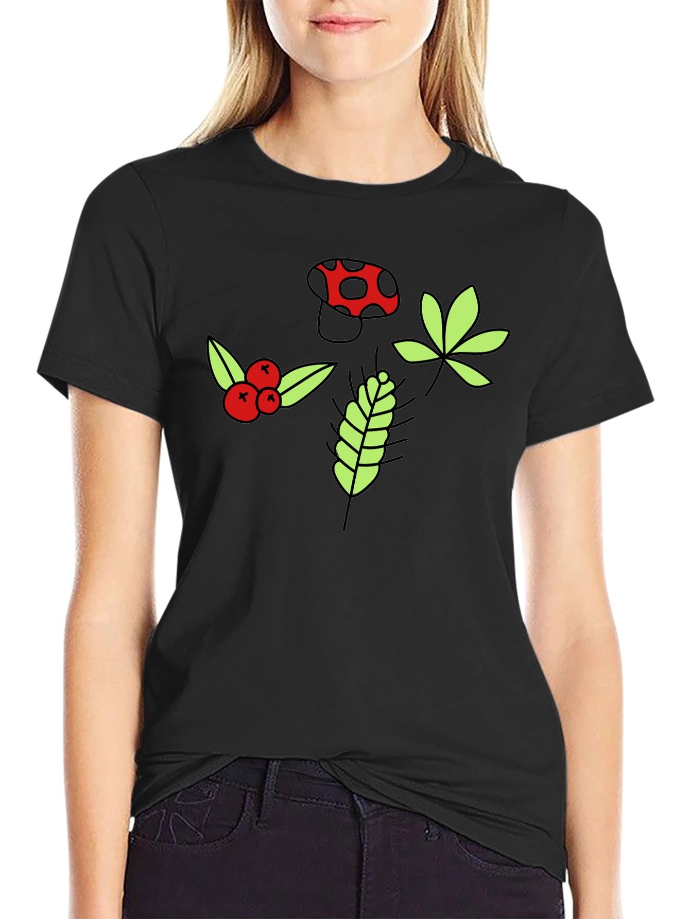 Nature Print Black T-Shirt