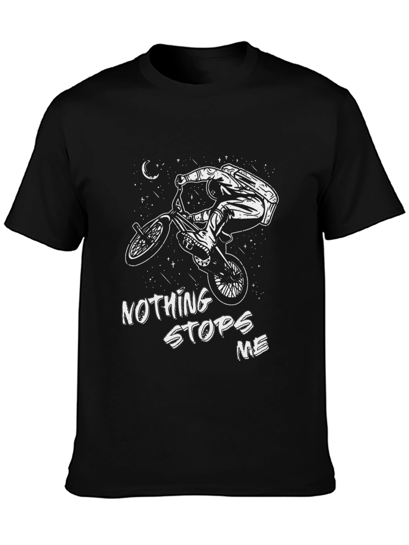 BMX Rider Graphic Tee - Nothing Stops Me Black Cotton T-Shirt