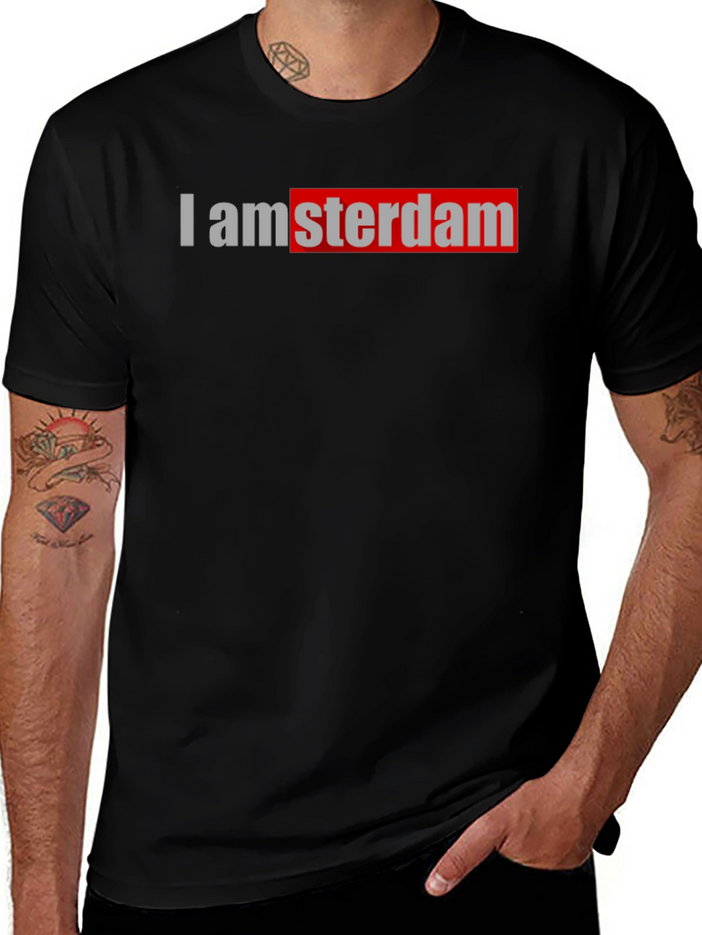 I amsterdam Black T-Shirt Trendy Graphic Tee