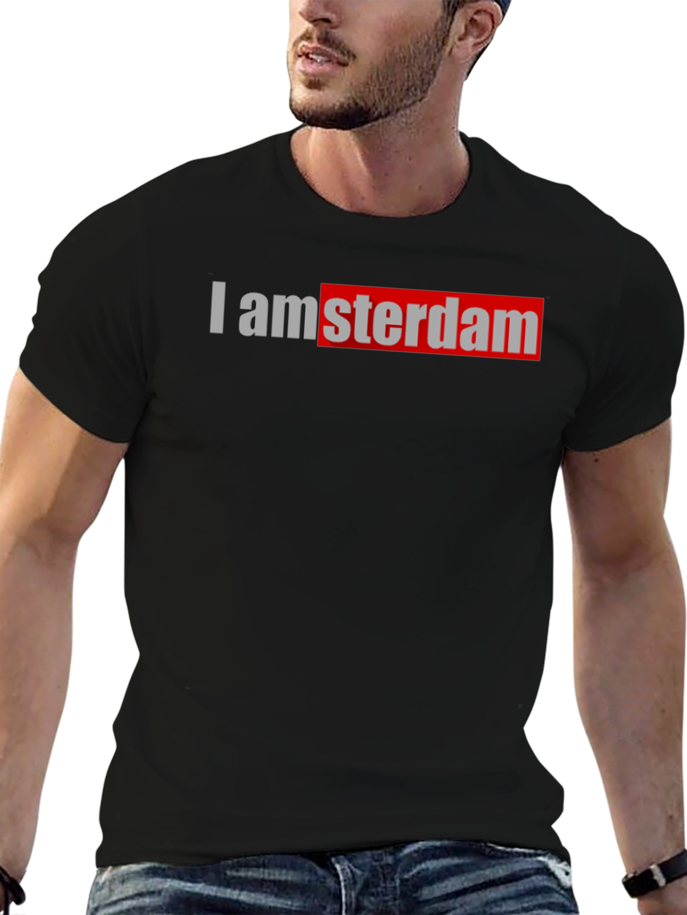 I amsterdam Black T-Shirt Trendy Graphic Tee