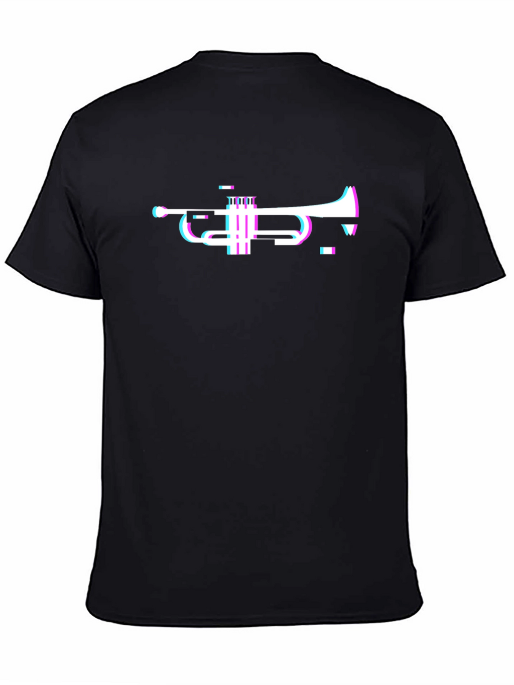 Glitch Trumpet Graphic Black T-Shirt