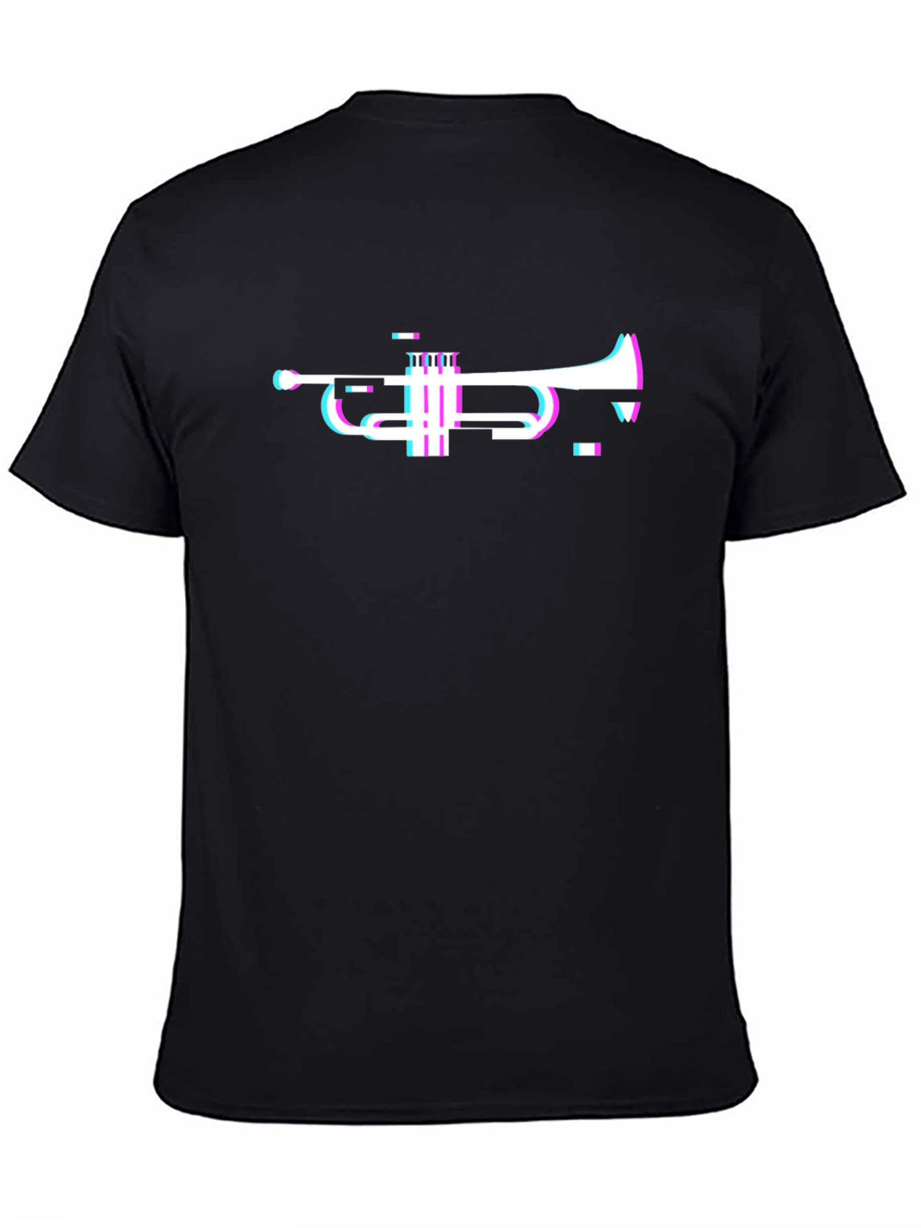Glitch Trumpet Graphic Black T-Shirt