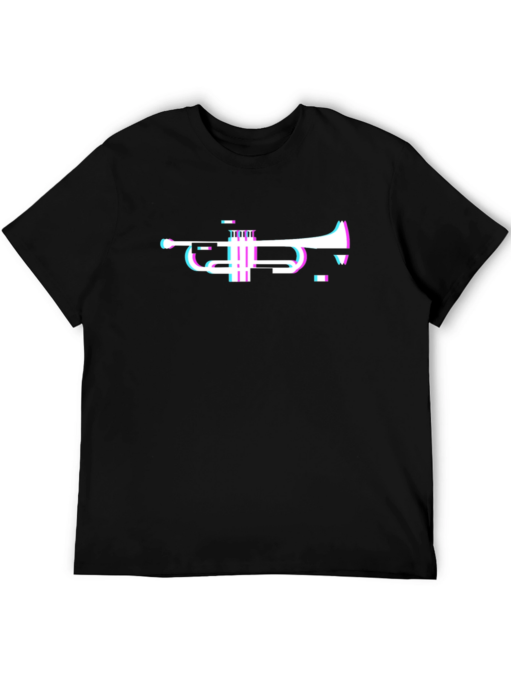 Glitch Trumpet Graphic Black T-Shirt