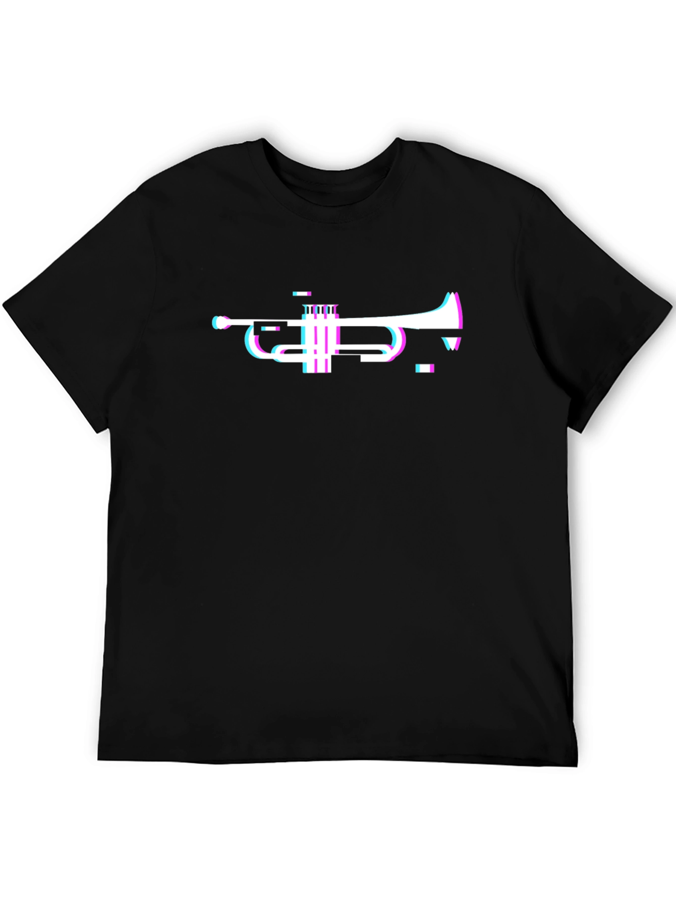 Glitch Trumpet Graphic Black T-Shirt