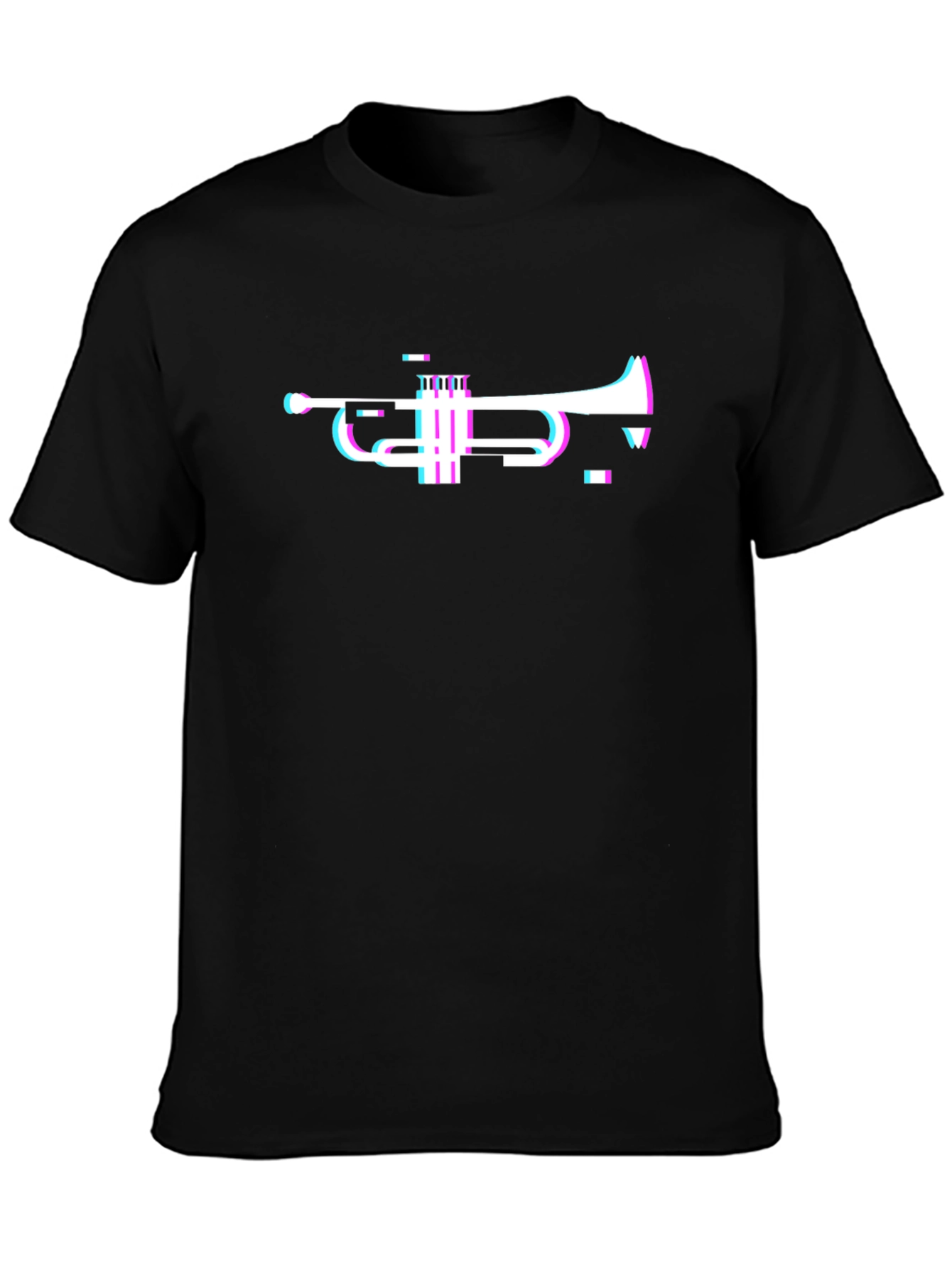 Glitch Trumpet Graphic Black T-Shirt
