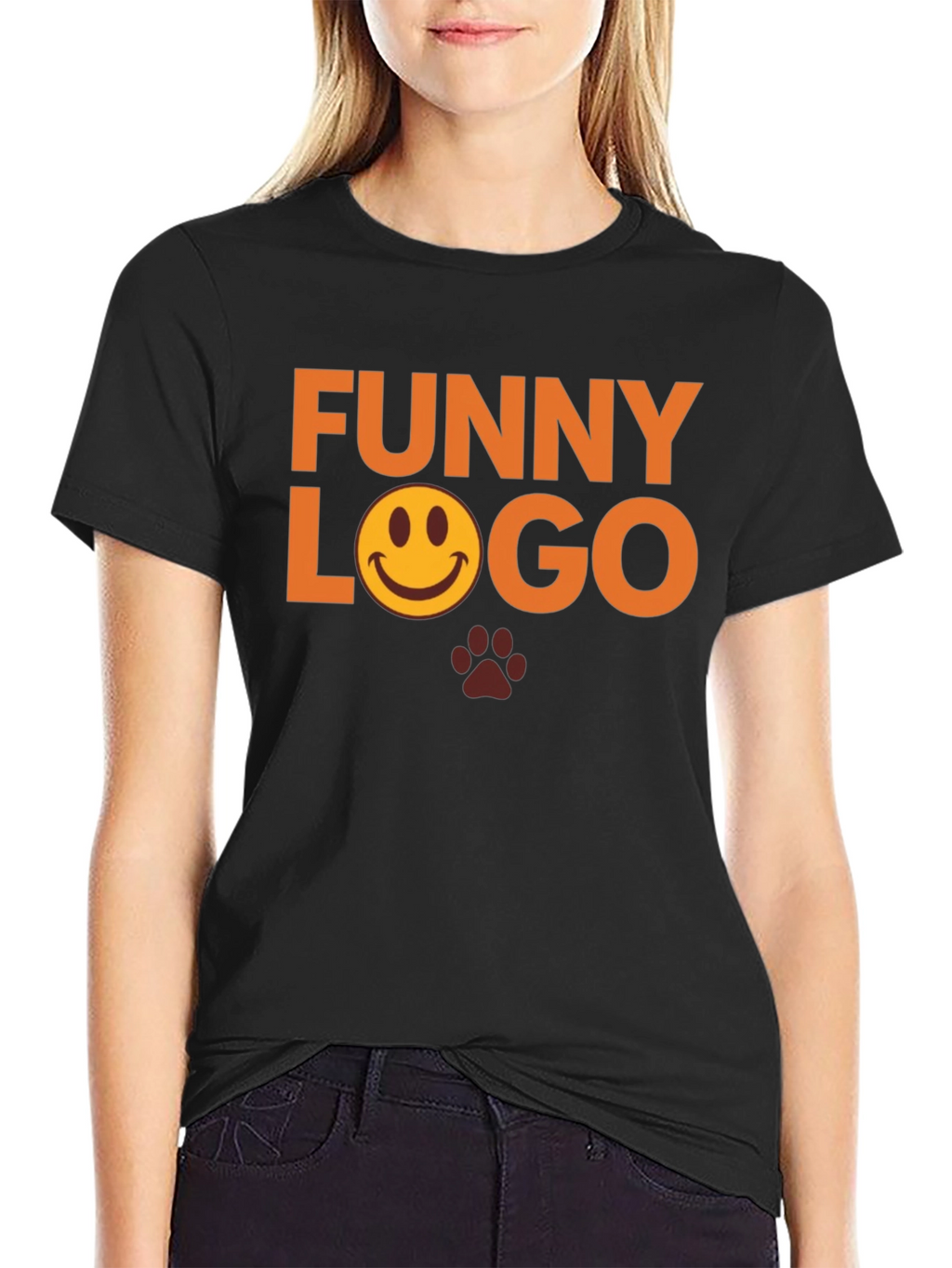 Funny Logo Graphic Tee - Black Casual T-Shirt