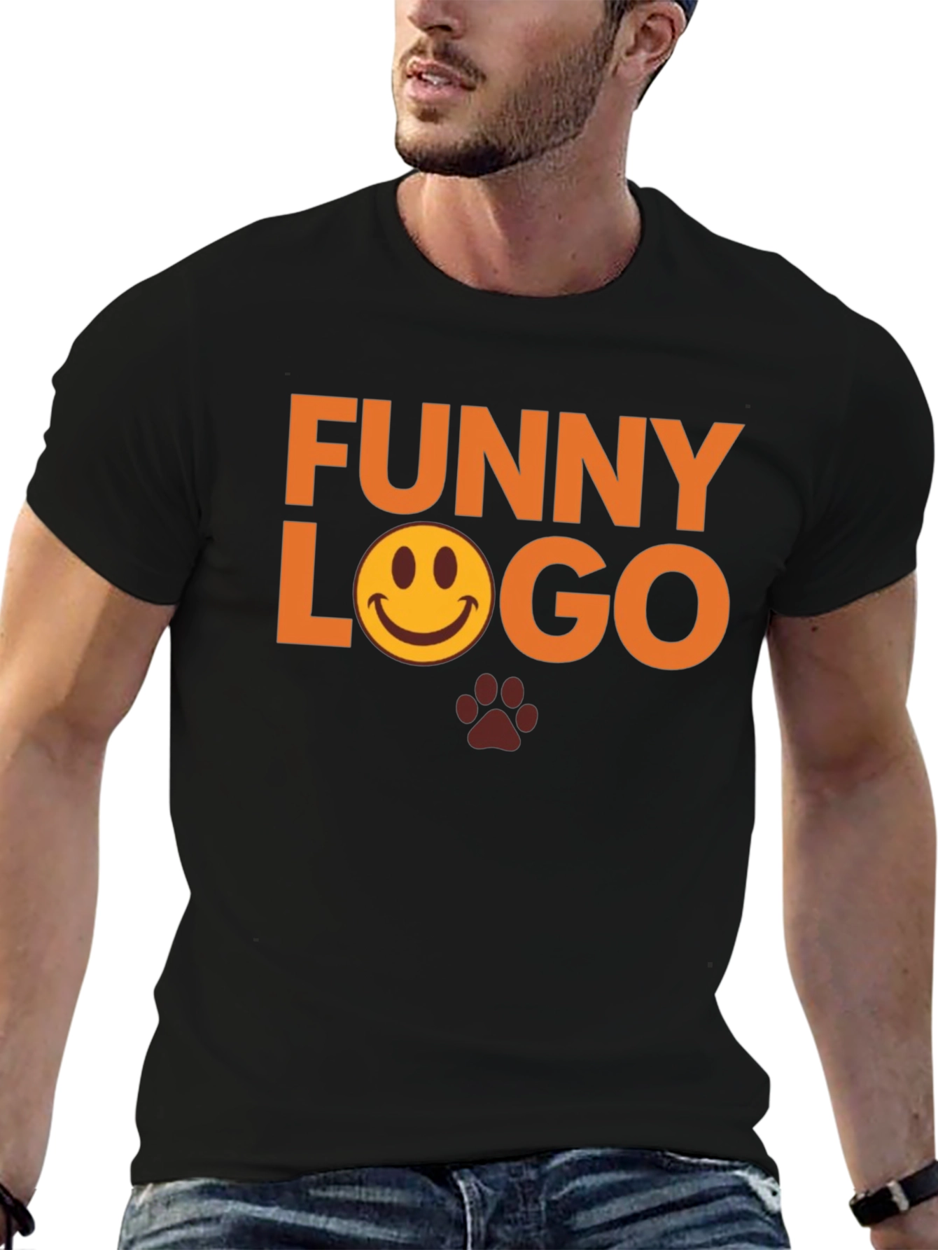 Funny Logo Graphic Tee - Black Casual T-Shirt