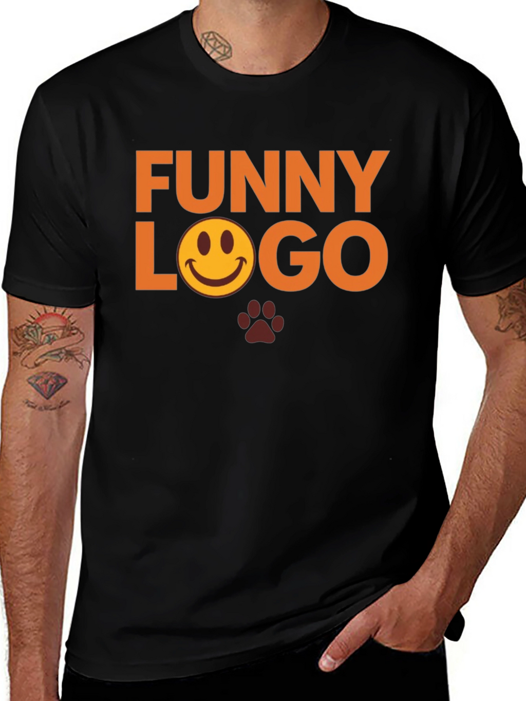 Funny Logo Graphic Tee - Black Casual T-Shirt