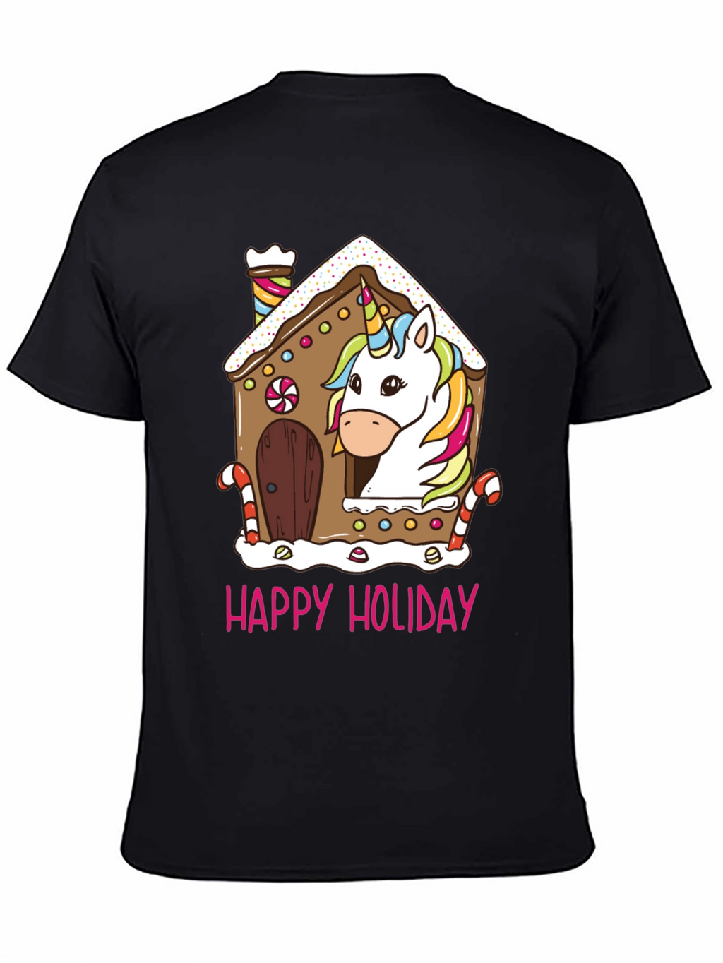 Unicorn Holiday Gingerbread House Graphic Tee