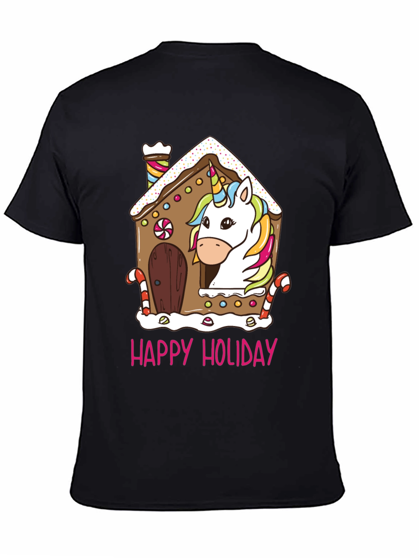Unicorn Holiday Gingerbread House Graphic Tee