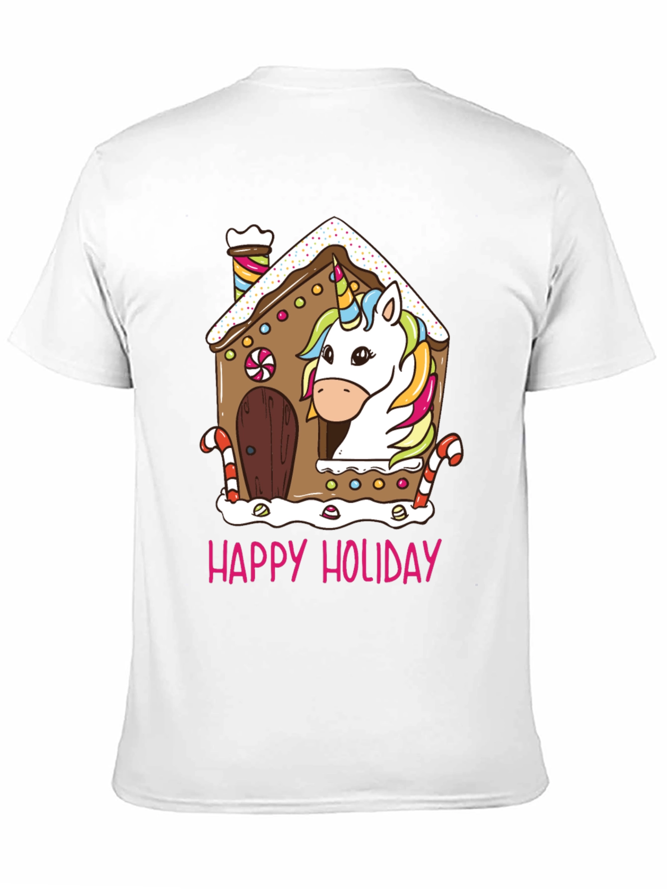 Unicorn Holiday Gingerbread House Graphic Tee