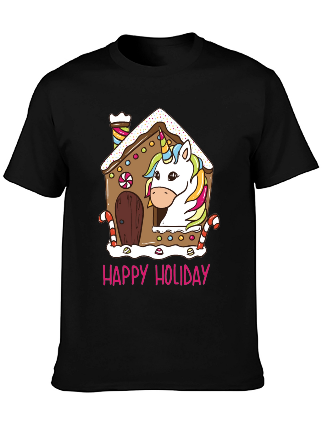 Unicorn Holiday Gingerbread House Graphic Tee