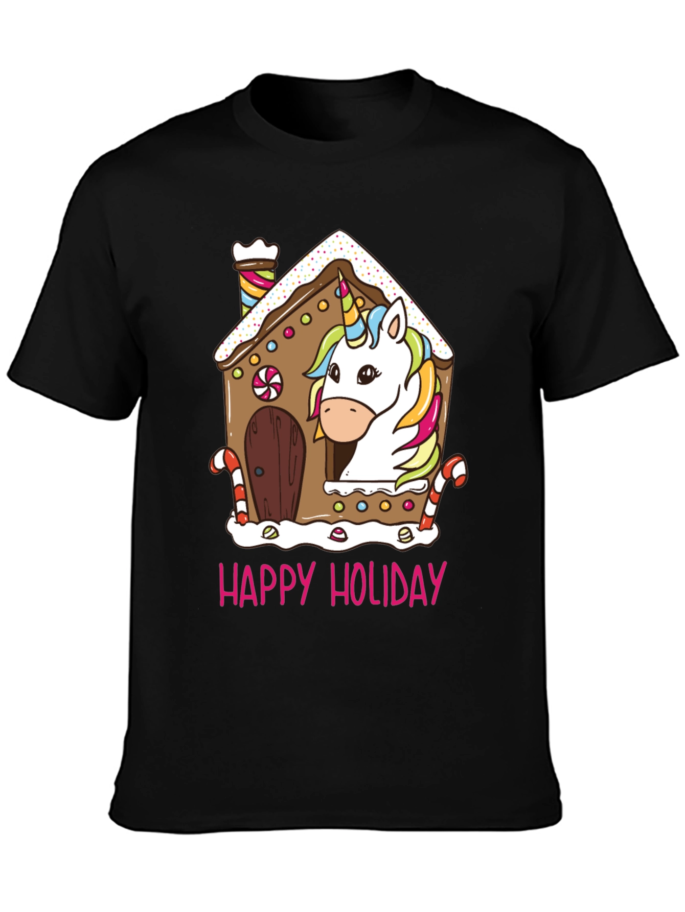 Unicorn Holiday Gingerbread House Graphic Tee
