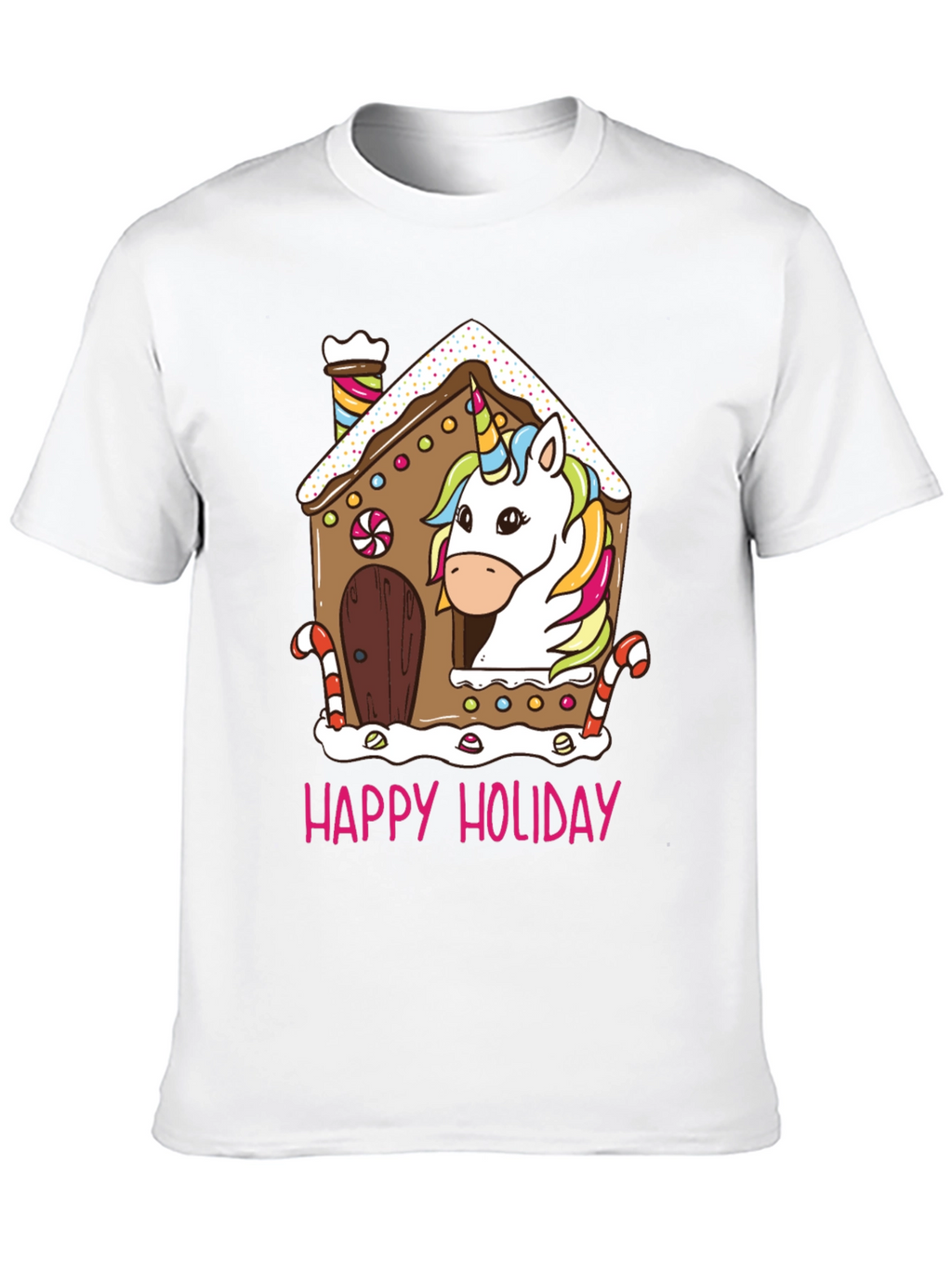 Unicorn Holiday Gingerbread House Graphic Tee