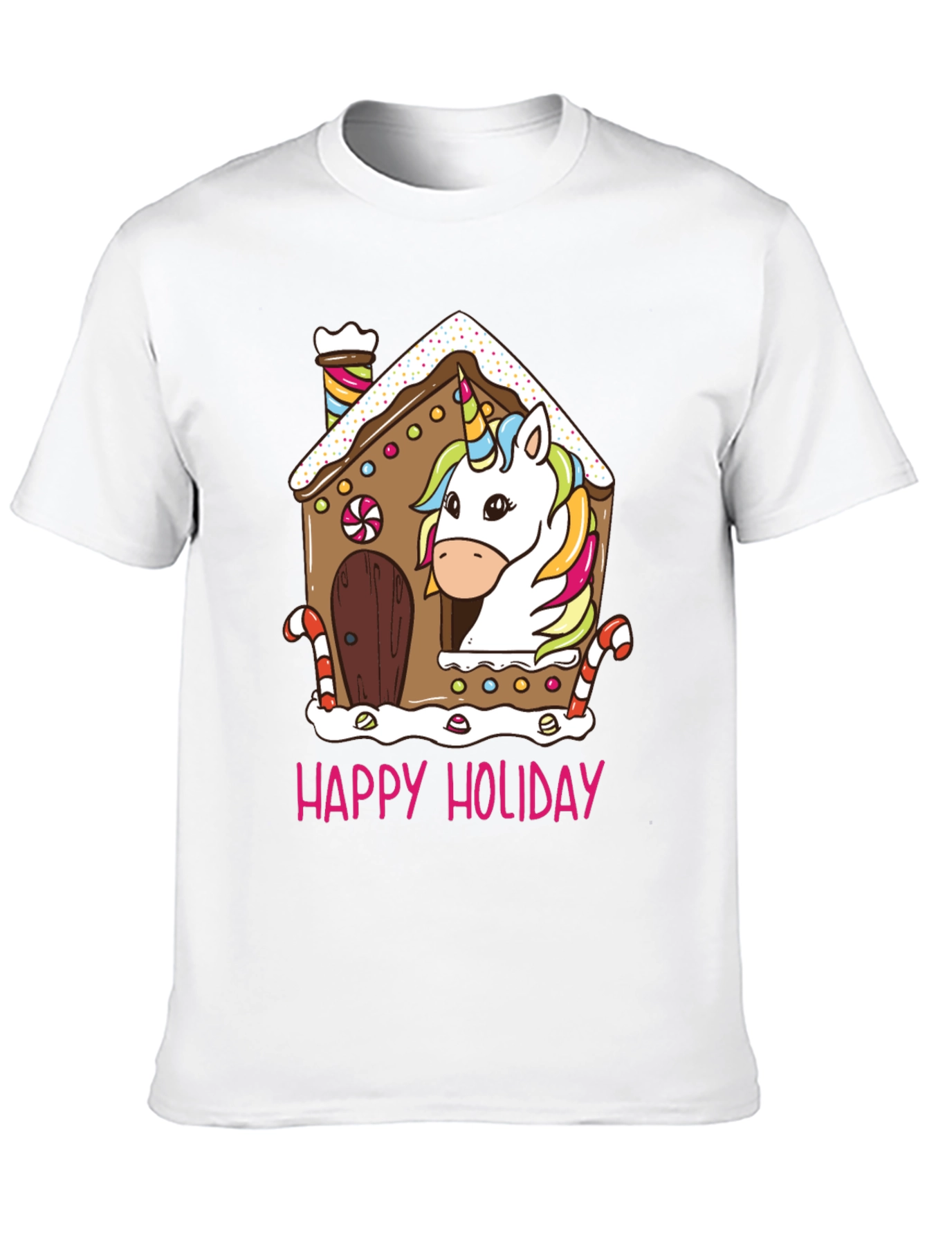 Unicorn Holiday Gingerbread House Graphic Tee