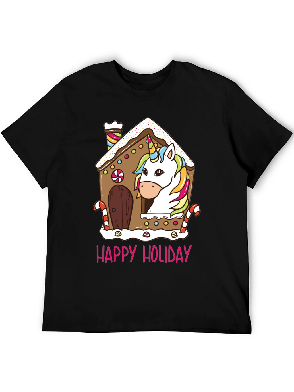 Unicorn Holiday Gingerbread House Graphic Tee