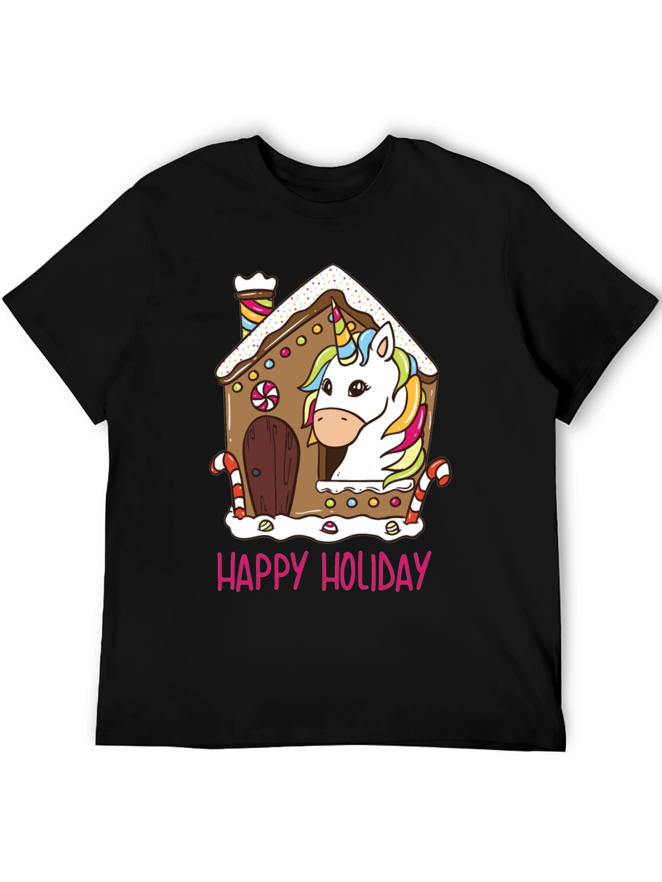Unicorn Holiday Gingerbread House Graphic Tee