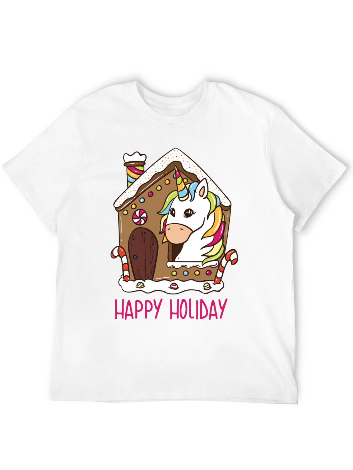 Unicorn Holiday Gingerbread House Graphic Tee