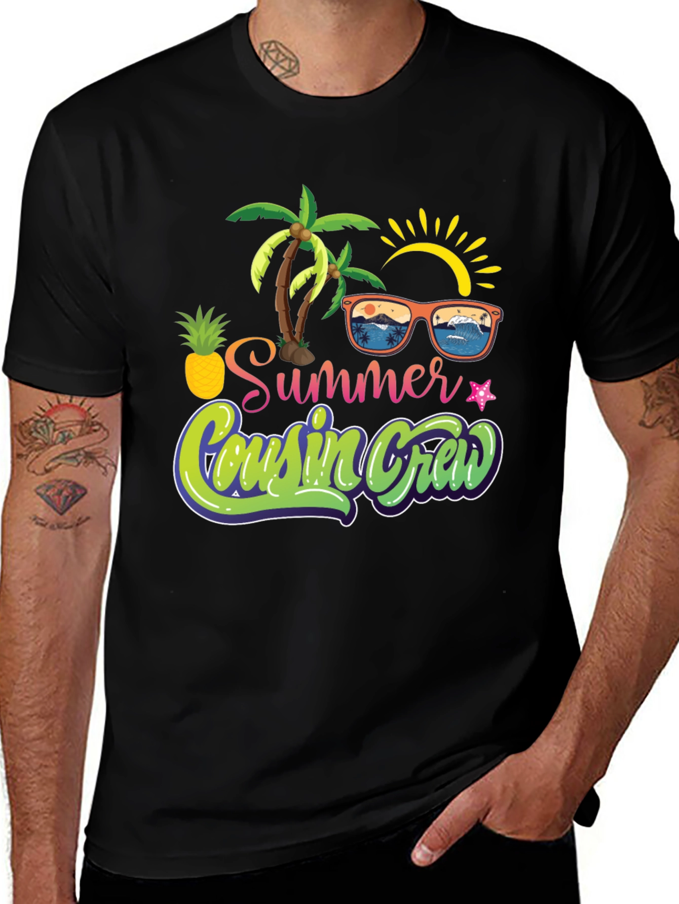 Summer Cousin Crew Black Graphic Tee