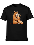 Bear and Giraffe Hug Black T-Shirt
