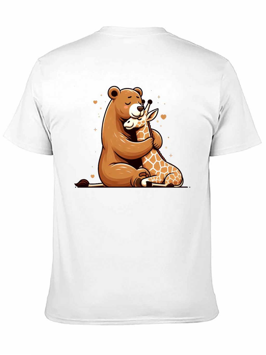 Bear and Giraffe Hug Black T-Shirt