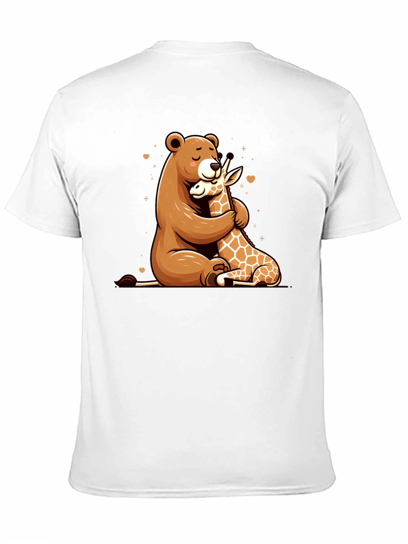 Bear and Giraffe Hug Black T-Shirt