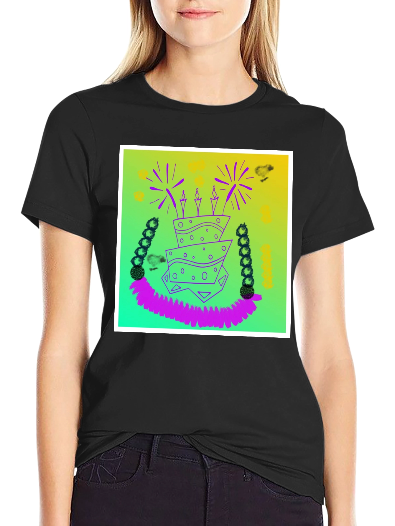 Whimsical Birthday Cake Graphic Tee