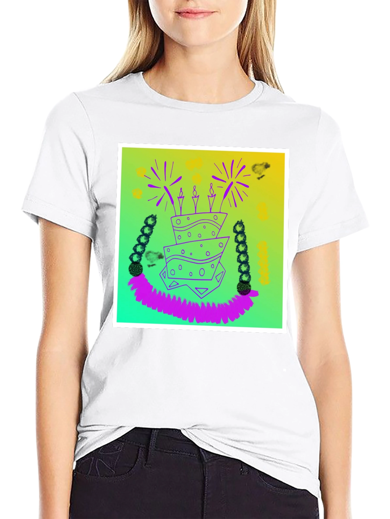 Whimsical Birthday Cake Graphic Tee