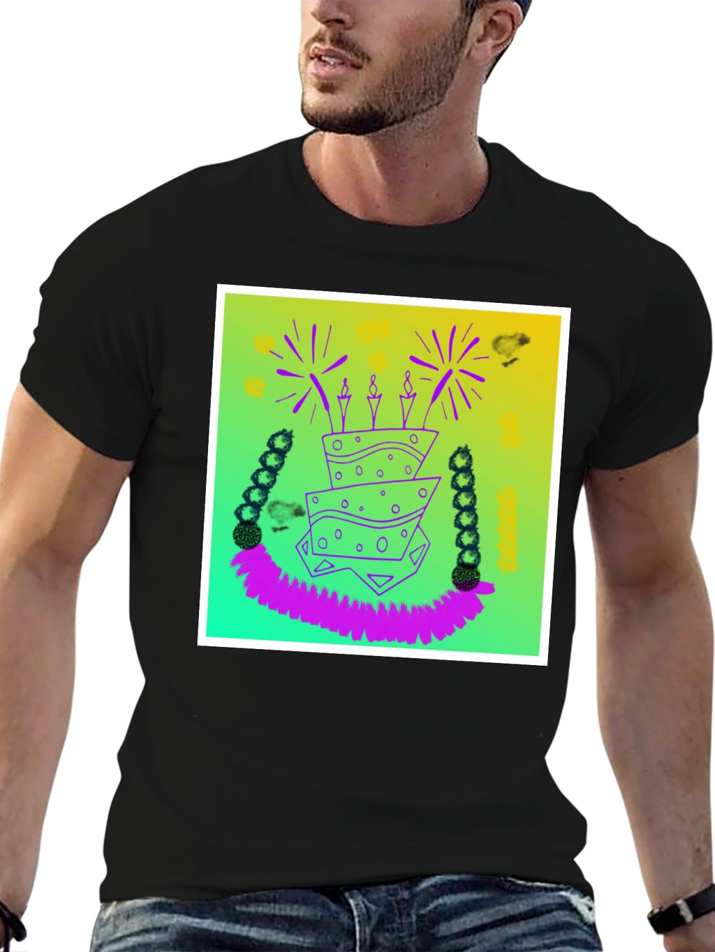 Whimsical Birthday Cake Graphic Tee