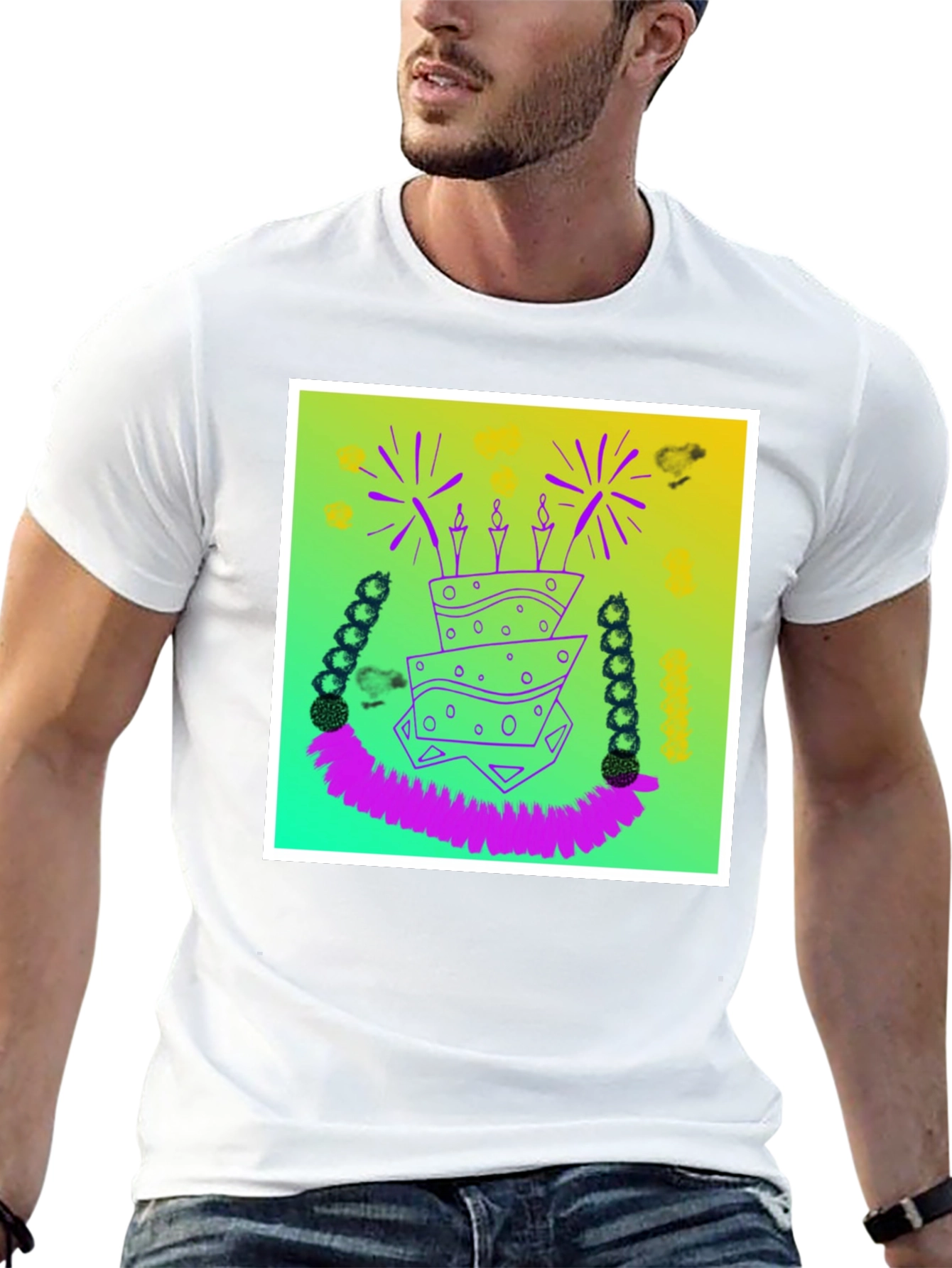 Whimsical Birthday Cake Graphic Tee